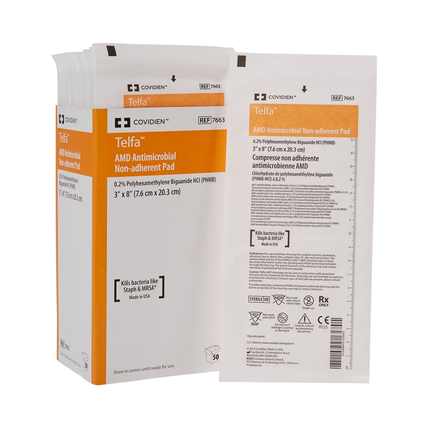DRESSING, TELFA 3"X8" STR 1'S (50/TR 12TR/CS) KENDAL