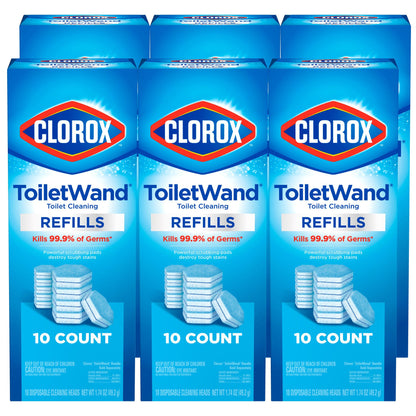 CLEANER, TOILET WAND CLOROX REFILL HEADS (10/PK 6PK/CT)