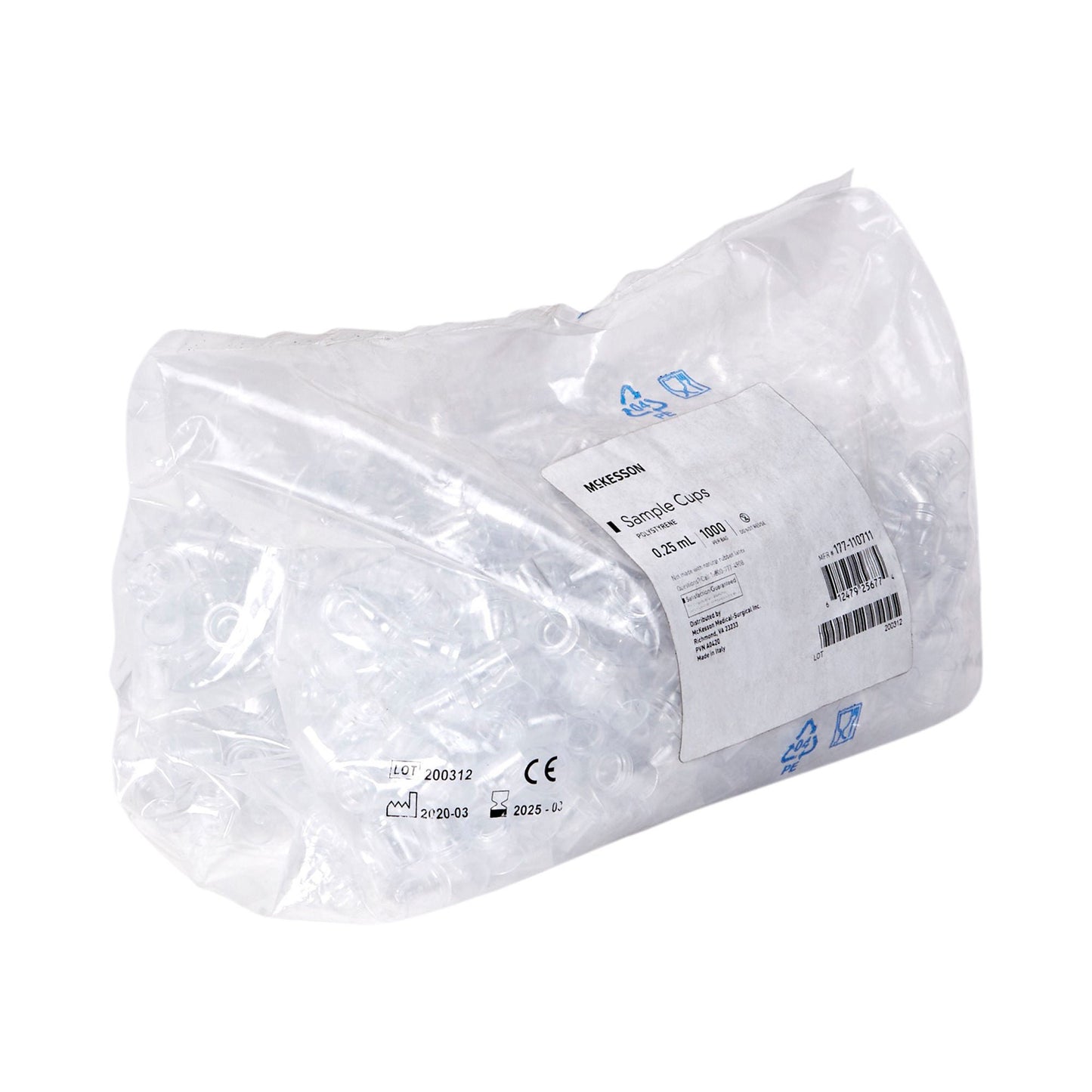 CUP, SAMPLE POLYSTYRENE .25ML (1000/BG 10BG/CS)