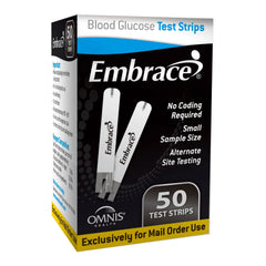 TEST STRIP, BLD GLUC EMBRACE MAIL ORDER (50/VL 100