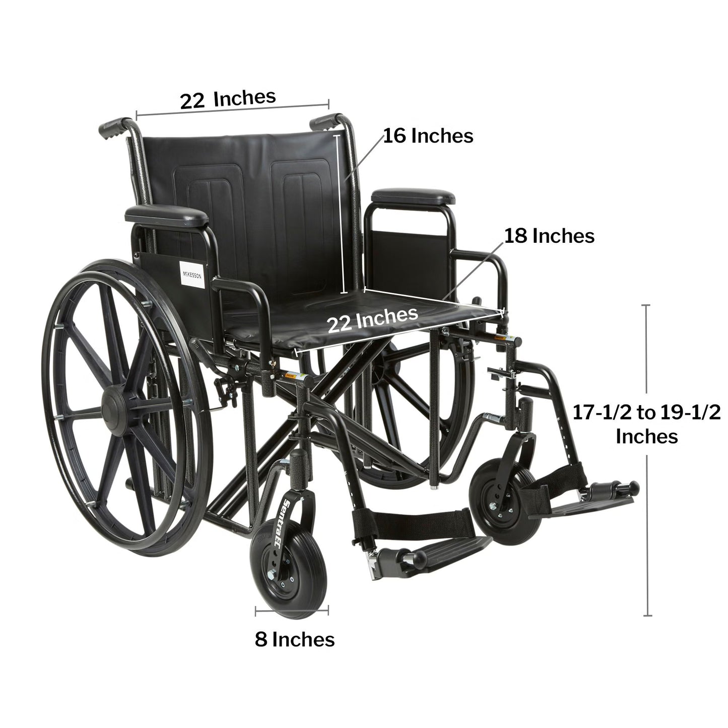 WHEELCHAIR, HD DUAL CROSS BRACE DDA SF 22" 450LBS
