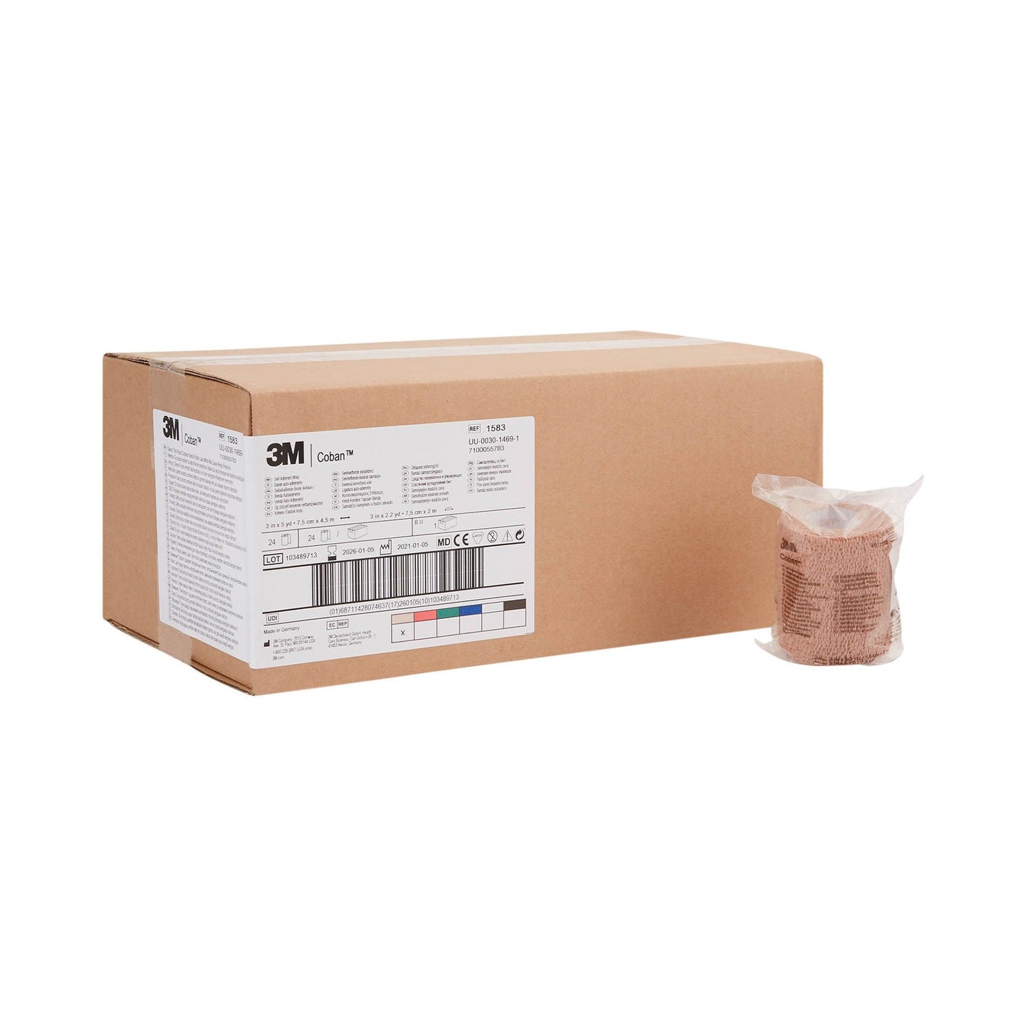 BANDAGE, COBAN ELAS TAN 3"X5YDS (24RL/CS) 3M