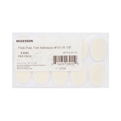 PEDI-PAD, FELT ADH WHT #101-REEGULAR 1/8" (100/PK 20PK/CS)