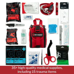 FIRST AID KIT, TFAK TRAUMA PRO35PC NYLON BAG RED 8X5X4"