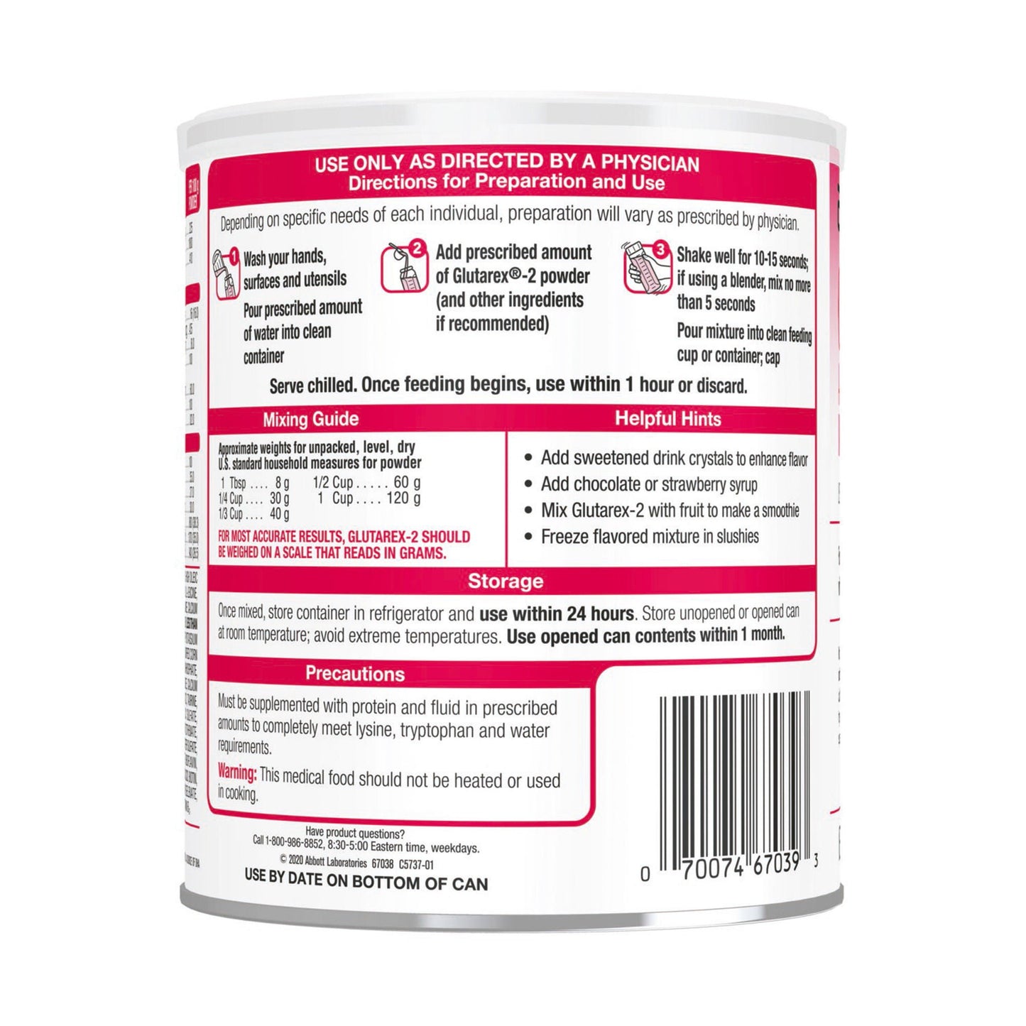 SUPPLEMENT, PDR GLUTAREX-2 UNFLAV 14.1OZ (6/CS)