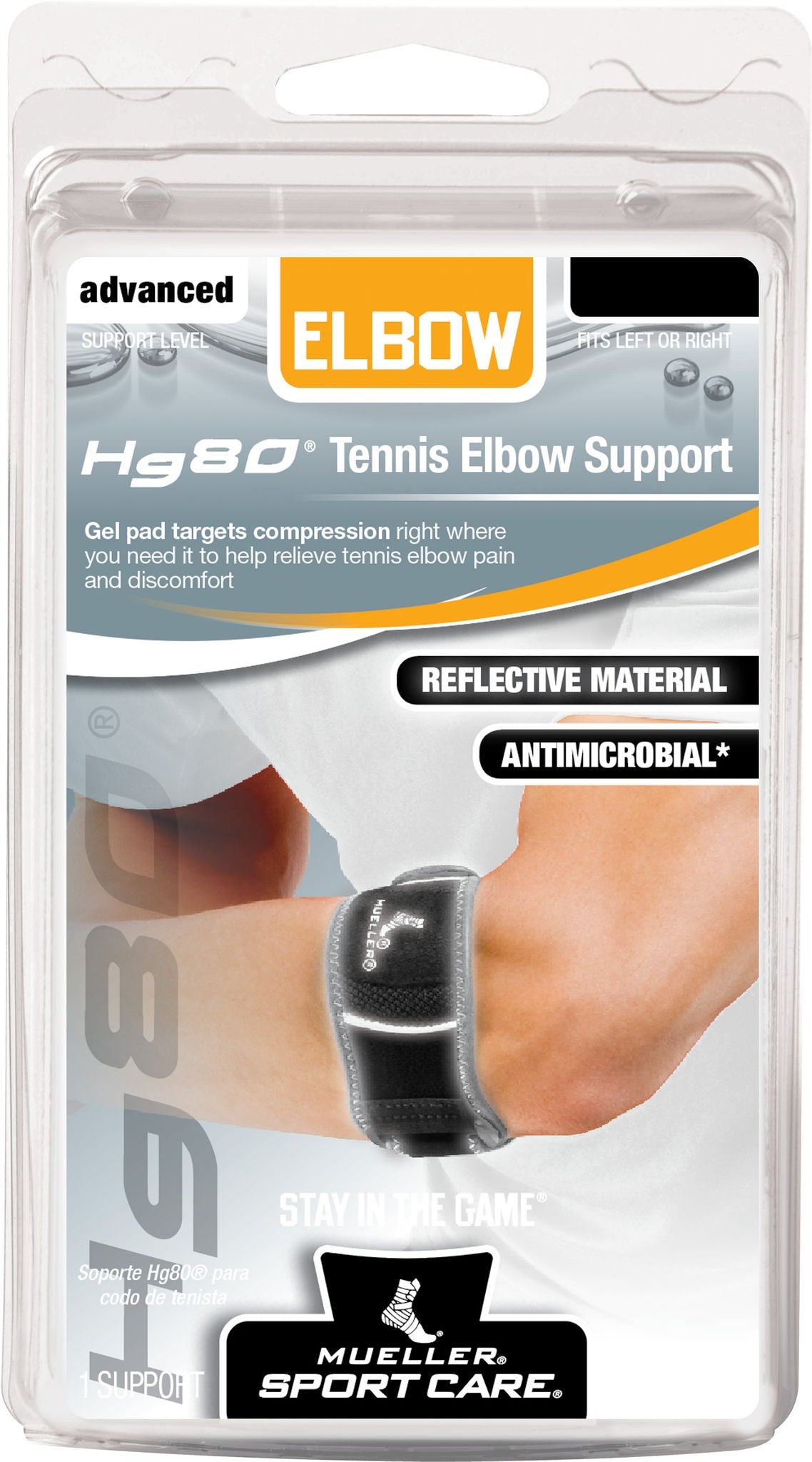 ELBOW BRACE, TENNIS PREMIUM HG80 LF BLK SM/MED