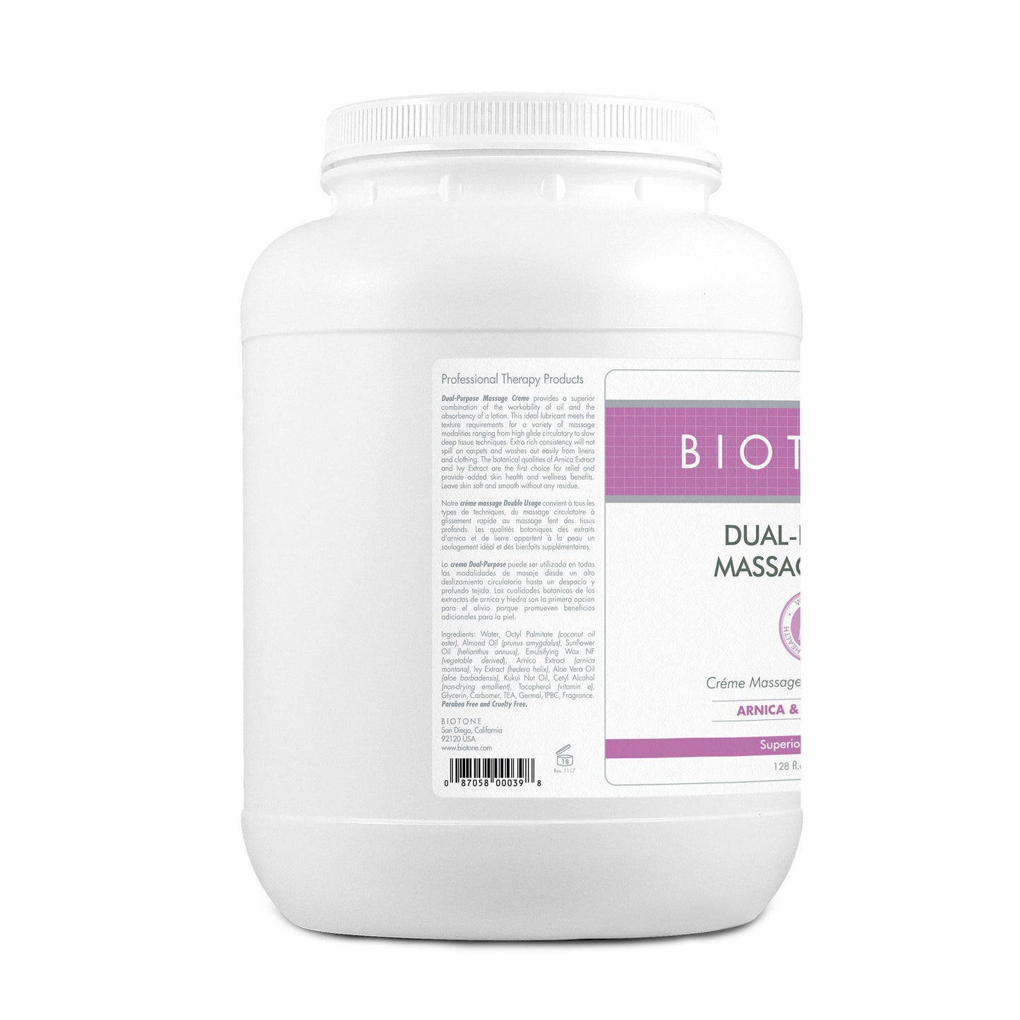 CREME, MASSAGE DUAL-PURPOSE JAR 1GL (4/CS)