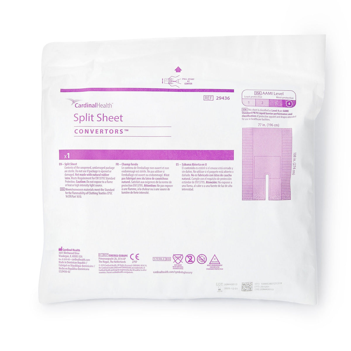DRAPE, SPLIT SHEET 77"X108"(10/CS)A29436