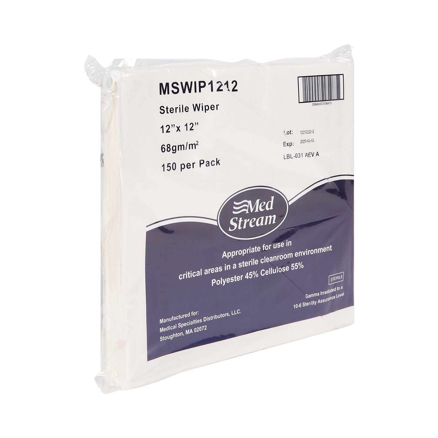 WIPE, CLEANROOM ISO CLASS5 STR DISP WHT 12X12" (150/PK 8PK/C