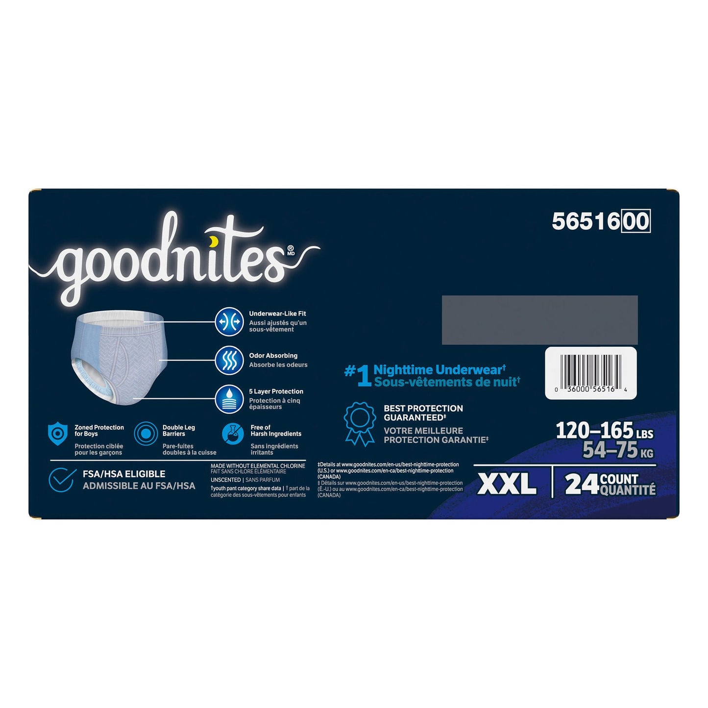 UNDERWEAR, GOODNITES GIGAPK YTH BOY SZ7 2XLG (24/CS)