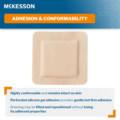 FOAM, ADH SIL W/BORDER 4"X4" (10/BX 20BX/CS)