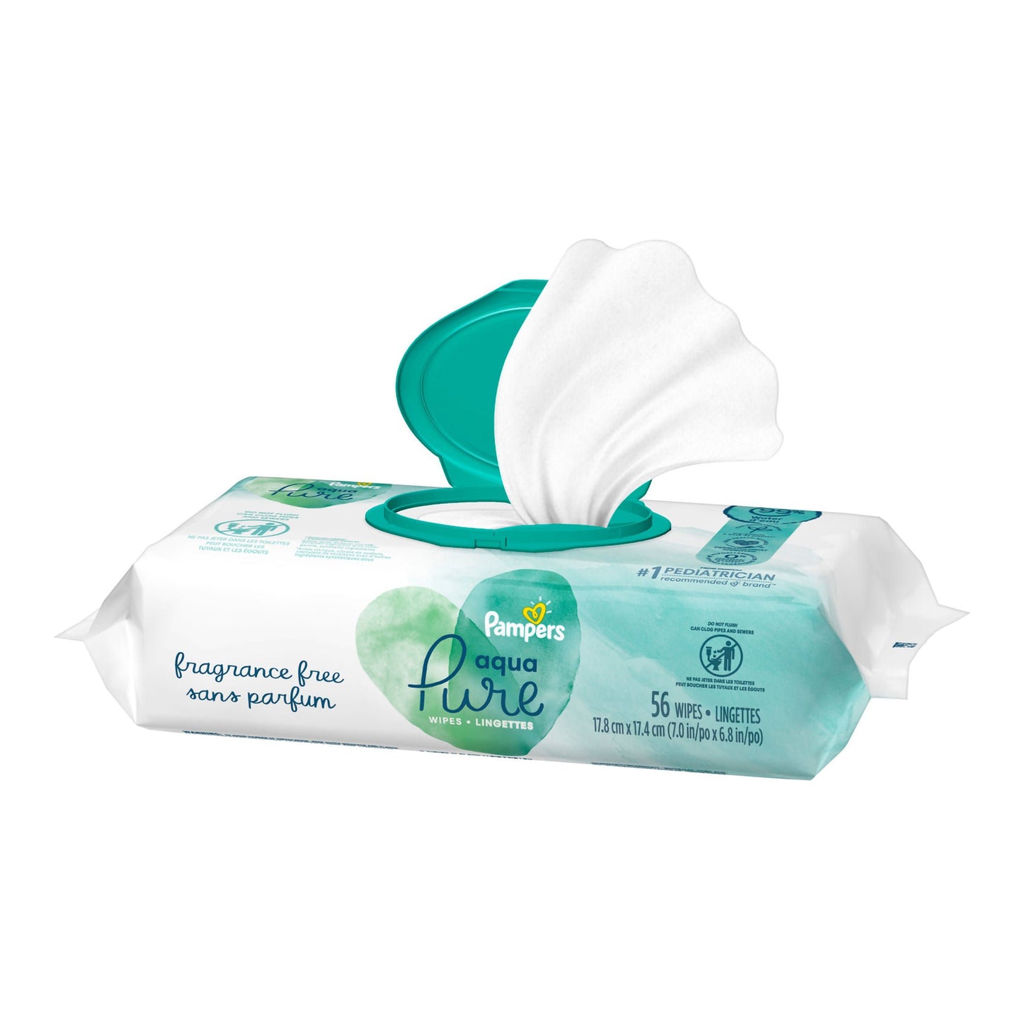 WIPE, PAMPERS AQUA PURE 56X2 (112/PK 4PK/CS)
