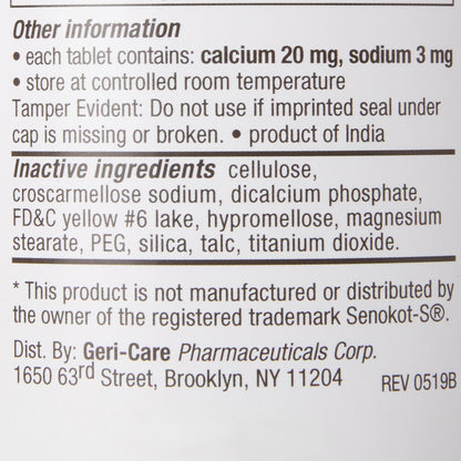 SENNA, TAB 8.6MG PLUS 50MG DSS(1000/BT 12BT/CS)
