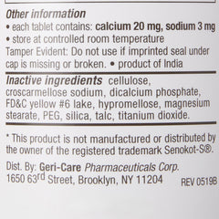 SENNA, TAB 8.6MG PLUS 50MG DSS(1000/BT 12BT/CS)
