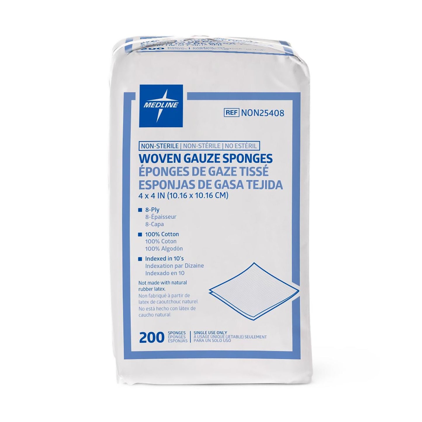 SPONGE, GAUZE 8PLY N/S 4"X4" (200/PK 20PK/CS)