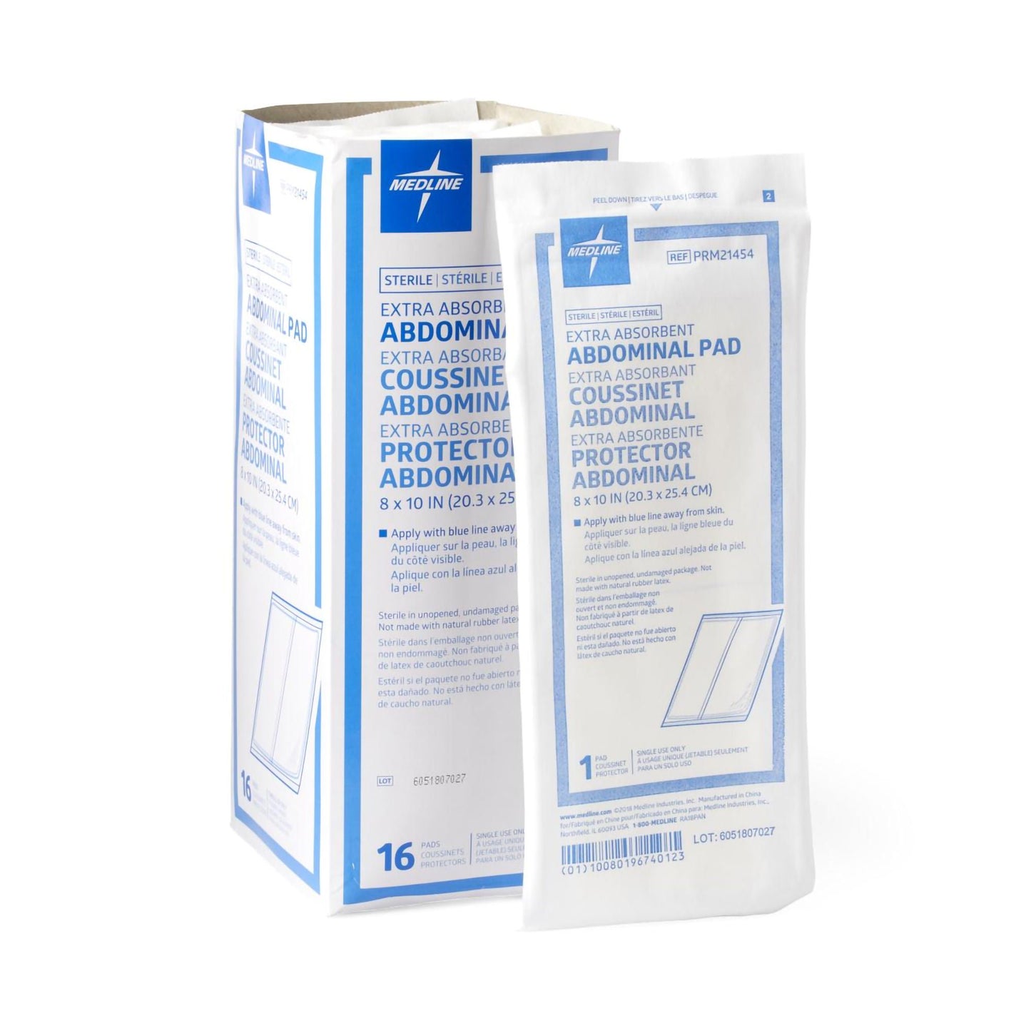 PAD, CARING ABDN COMBINE STR 8"X10" (16/BX 20BX/C