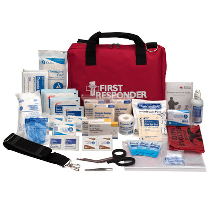 FIRSTAID KIT FIRST RESPONDER120PC RED W/HNDL MED -NOTE-