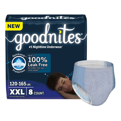 UNDERWEAR, GOODNITES JUMBO PK YTH BOY SZ7 2XLG (8/PK 4PK/CS)