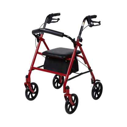 WALKER, ROLLATOR DURA FOLDING STEEL W/7.5" WHLS RED 350LB
