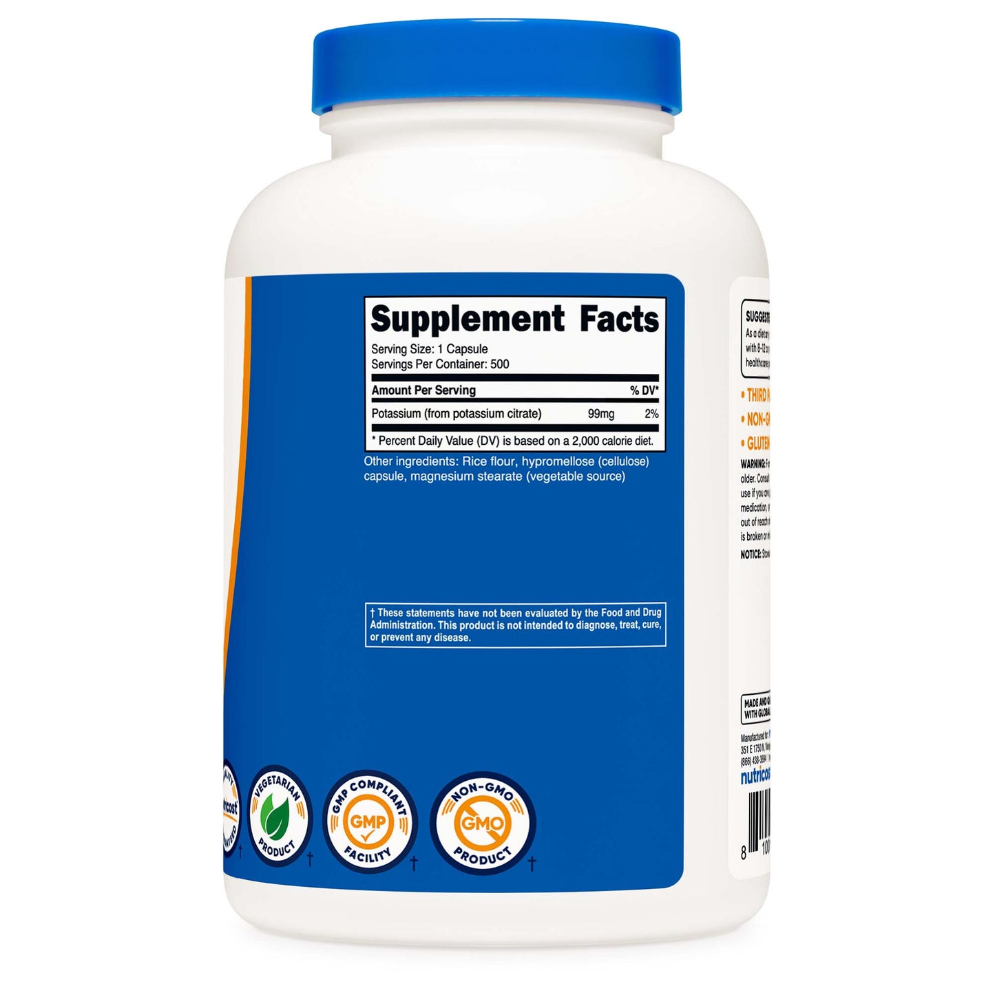 VITAMIN, CAP POTASSIUM CITRATE99MG (500/BT 12BT/CS)