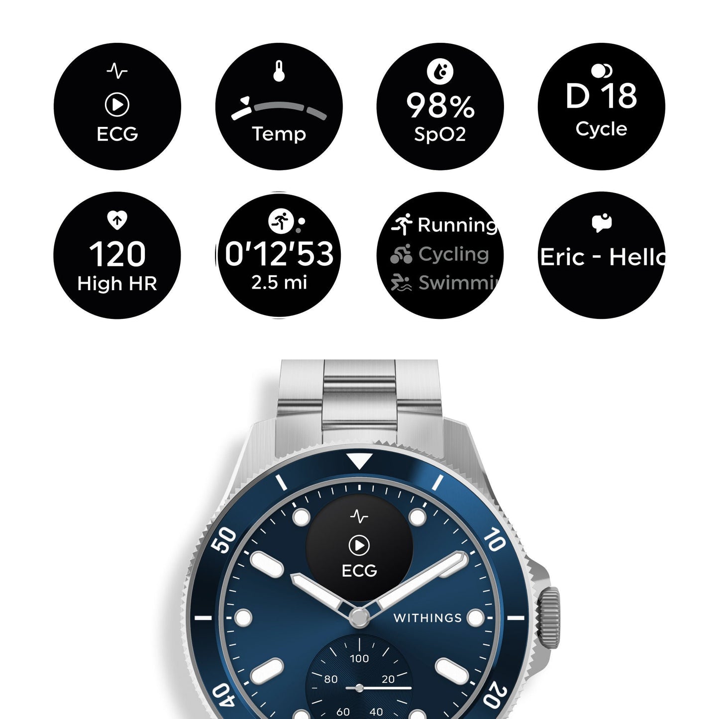 SMARTWATCH, HEART HEALTH HYBRID SCANWATCH NOVA BLU 42MM
