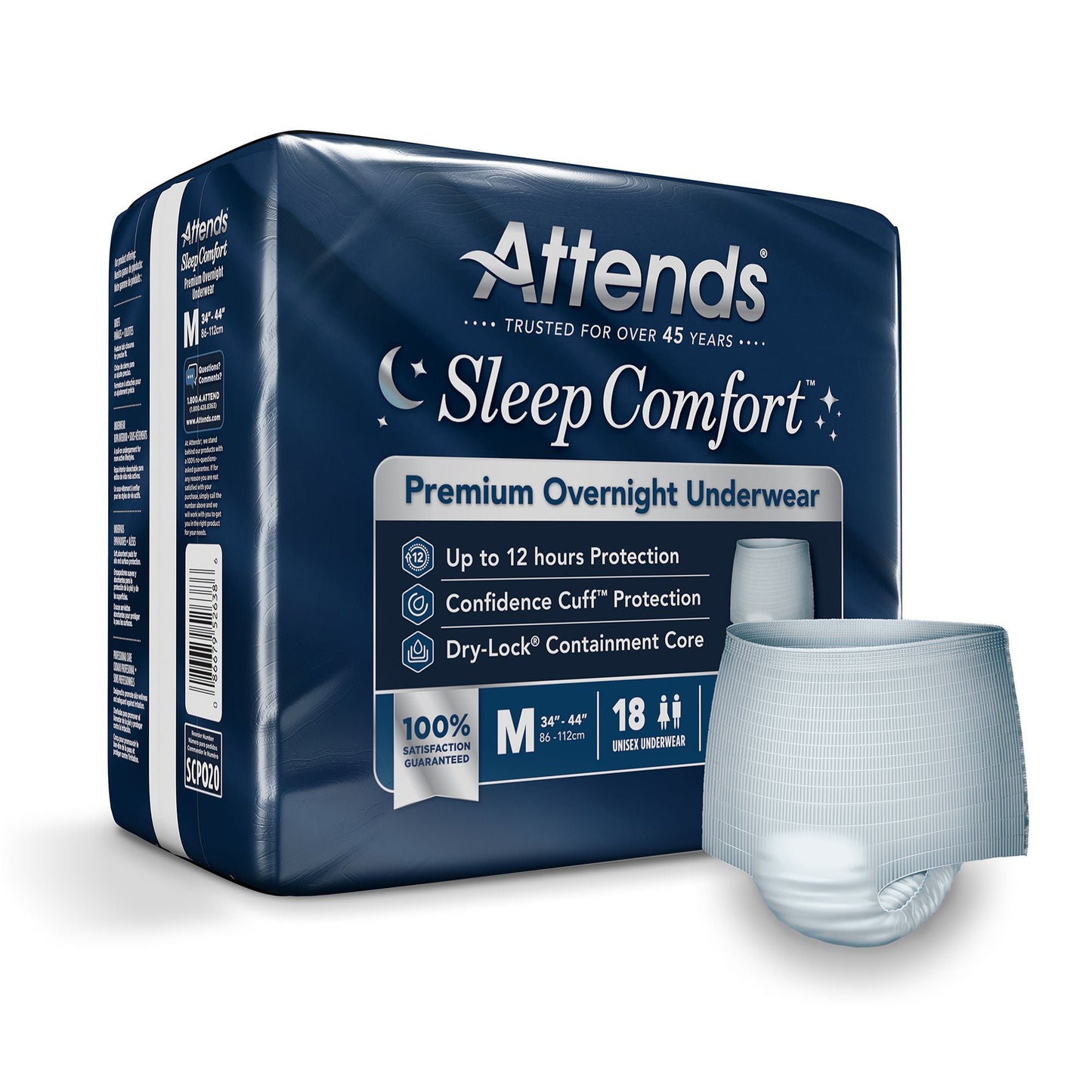 UNDERWEAR, INCONT SLEEP CMFRT PREM OVRNGHT MED (18/BG 4BG/CS