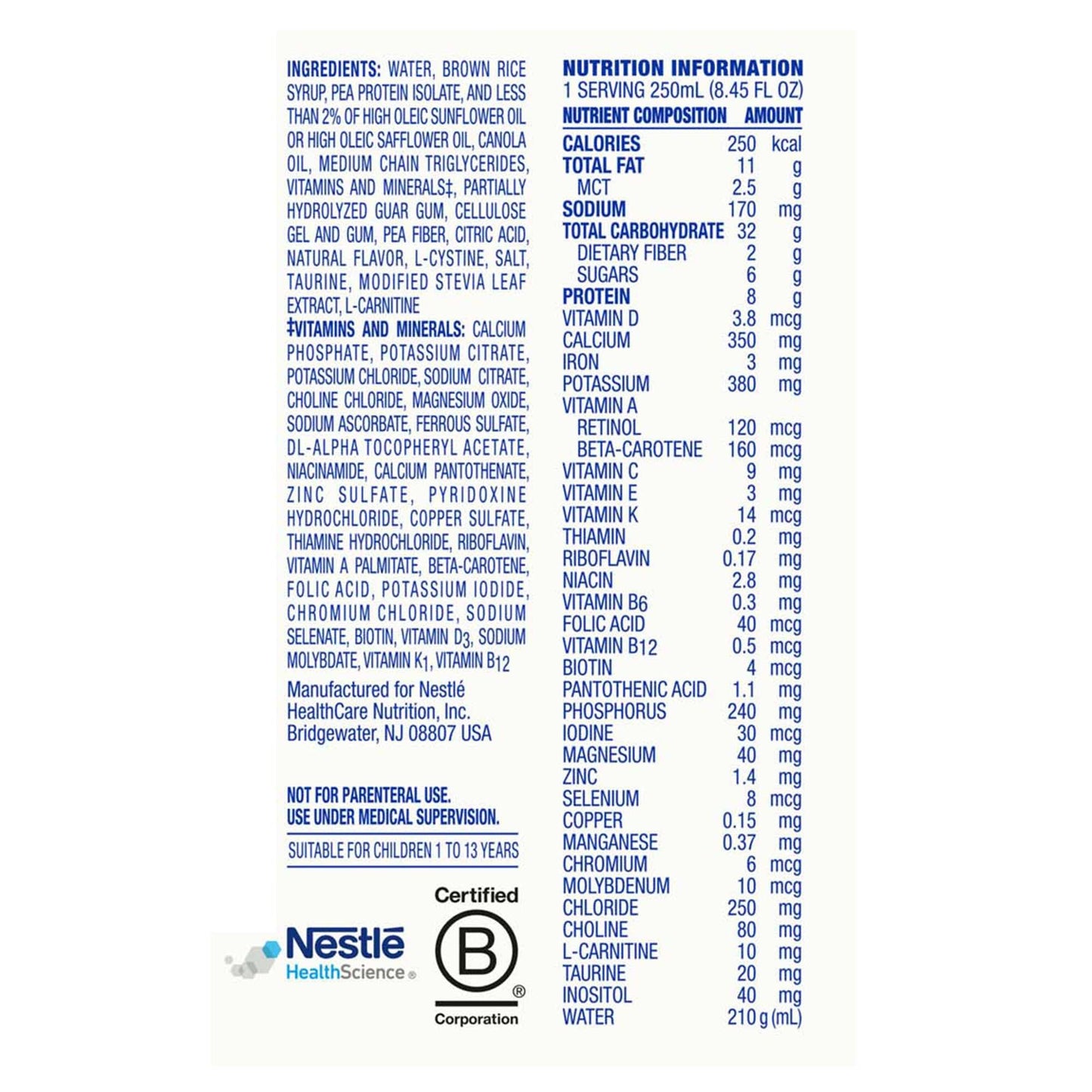 COMPLEAT, PED STD 1.0 CALORIE VANILLA CARTON 250ML (24/CS)