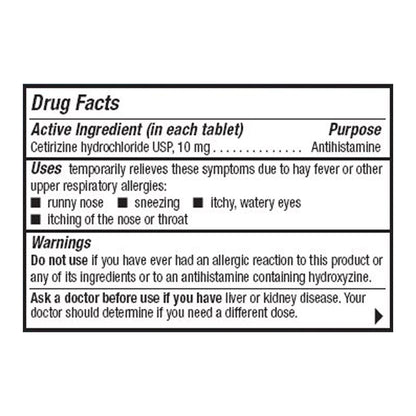 CETIRIZINE HCL, TAB 10MG (100/BT)