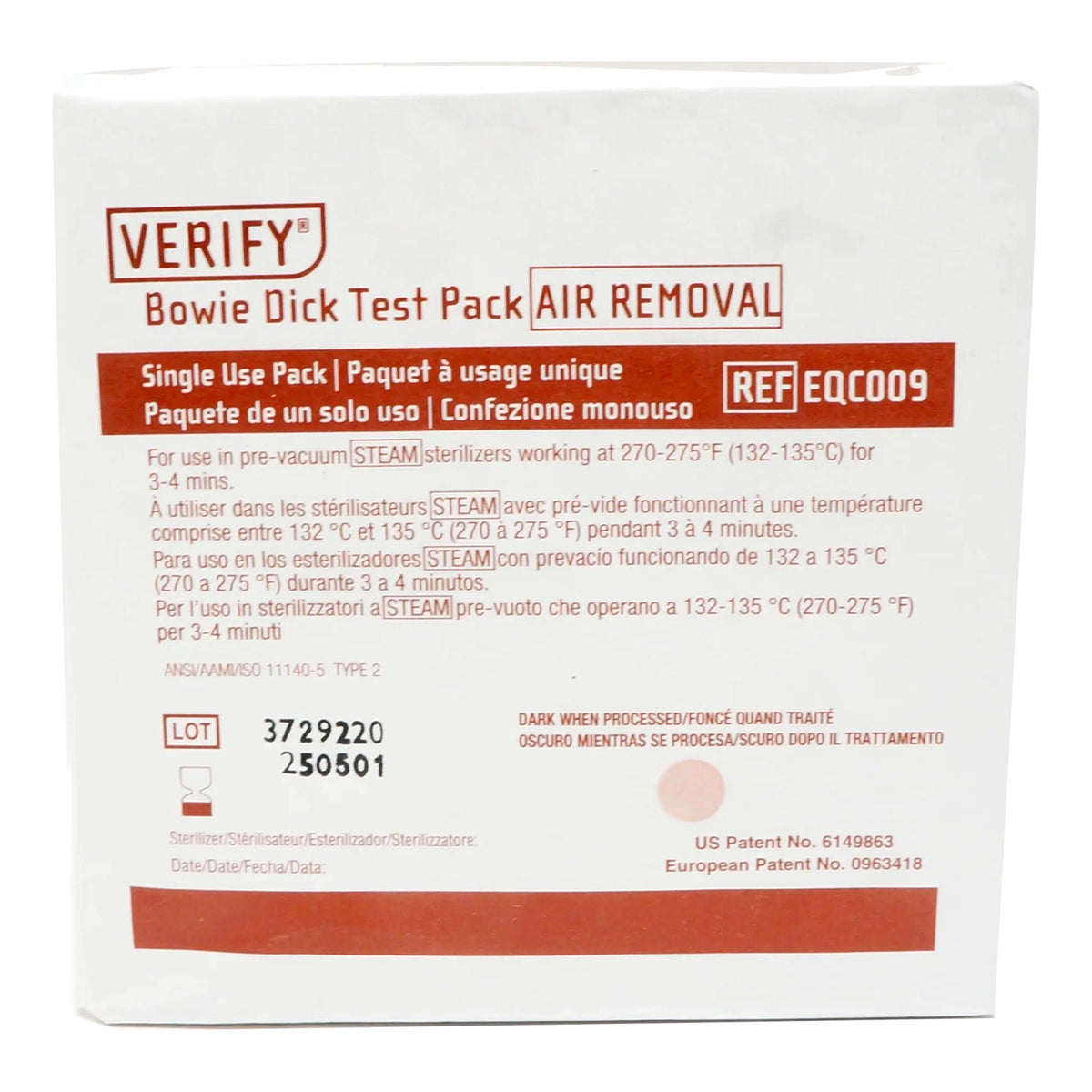TEST KIT, VERIFY BOWIE DICK (20/BX)