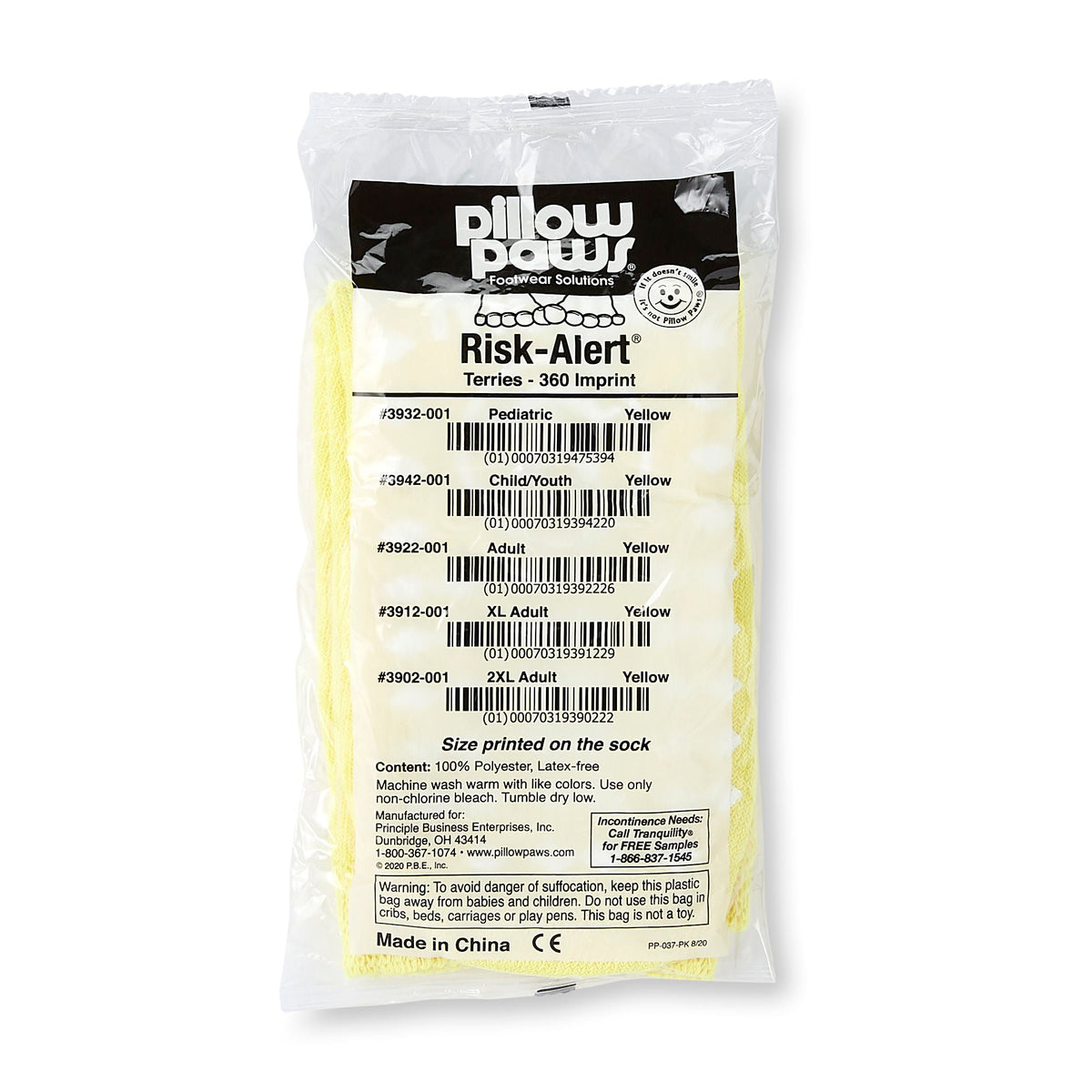 SLIPPER, FALL RISK PILLOW PAWS360 XLG YLW (48PR/CS)