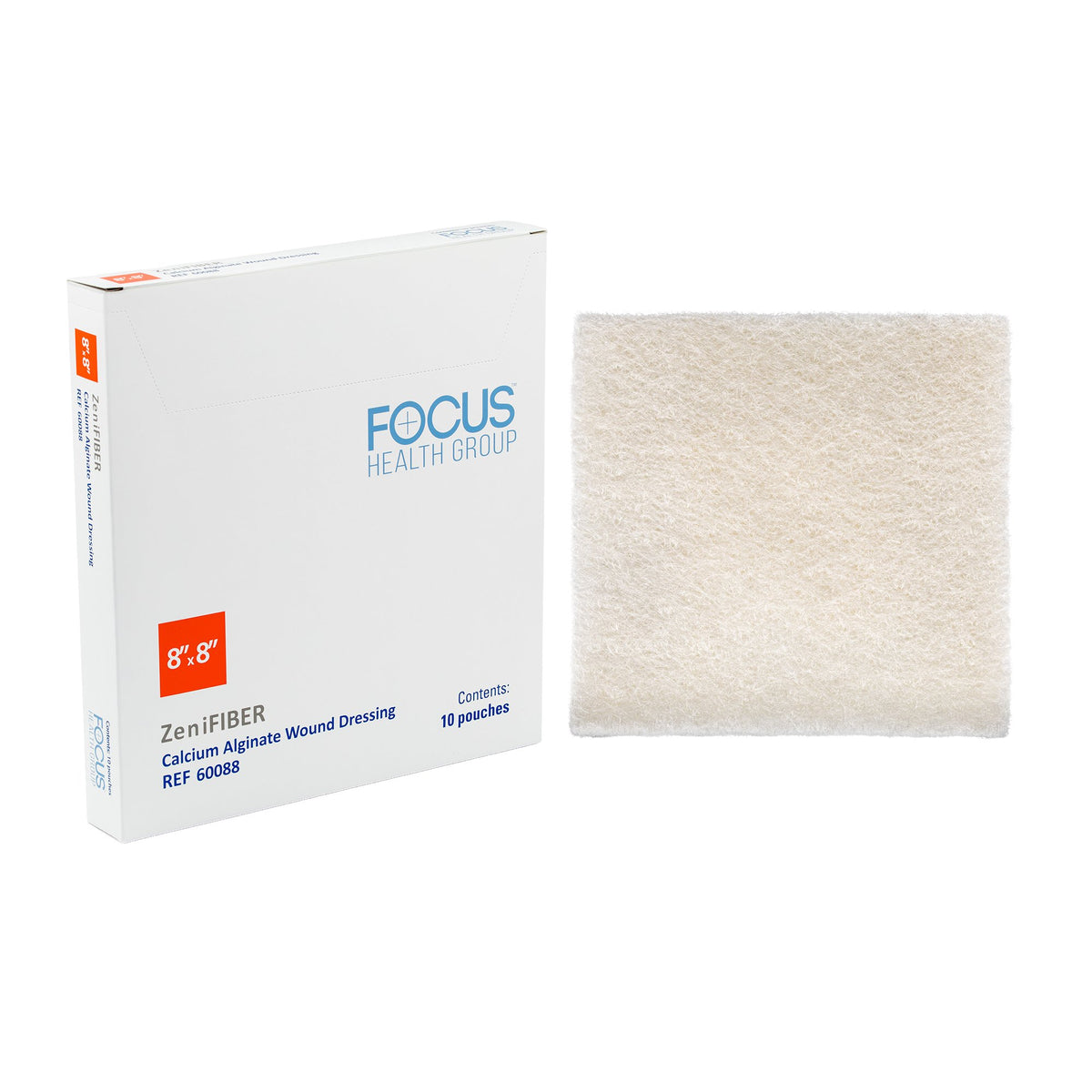 DRESSING, CALCIUM ALGINATE ZENFIBER 8"X8" (10/BX)