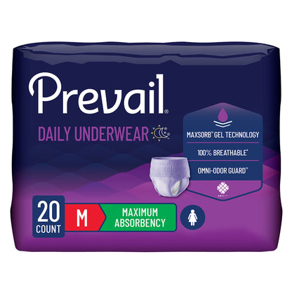 UNDERWEAR, PREVAIL WOMEN 28"-40" MED (20/BG 4BG/CS)