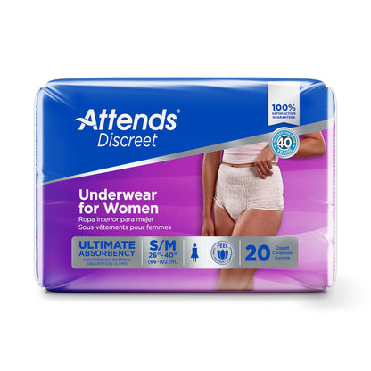 UNDERWEAR, DISCREET ATTENDS FML SM/MED (20/BG 4BG/CS)