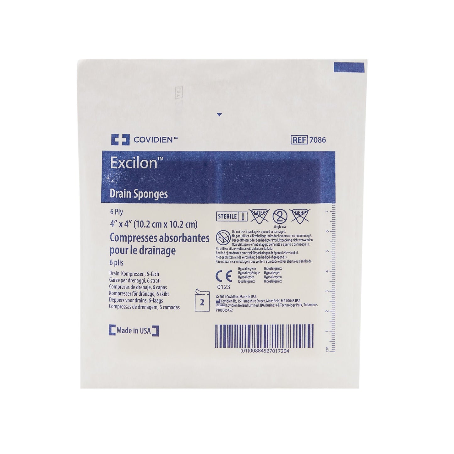 SPONGE, EXCILON SPLIT DRN STR 4"X4" (2/PK 25PK/TR 12TR/CS)
