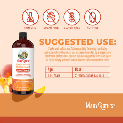 SUPPLEMENT, LIQ MORNING MULTIVITMN + HAIR GROWTH 30OZ (6/CS)