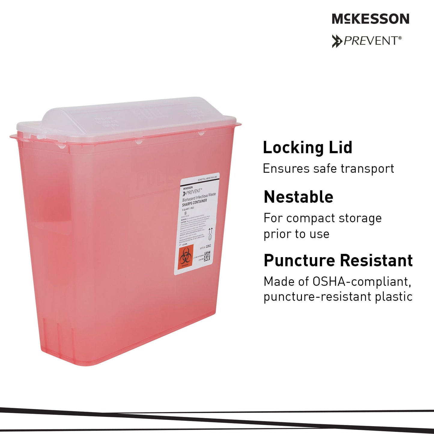 CONTAINER, SHARPS RED 5QT HORIZ (10/BX 2BX/CS)