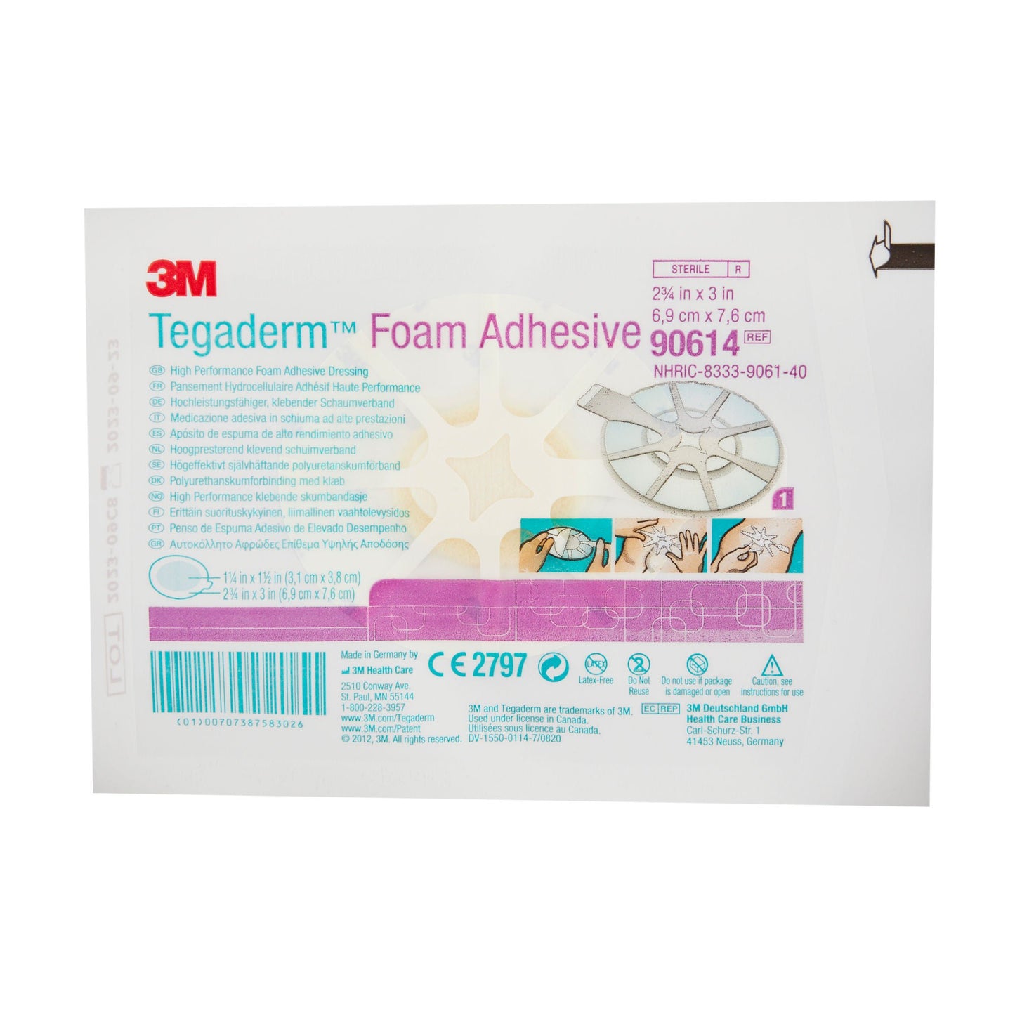 DRESSING, TEGADERM FOAM OVL 2 3/4"X3" (10/BX 4BX/C 3M