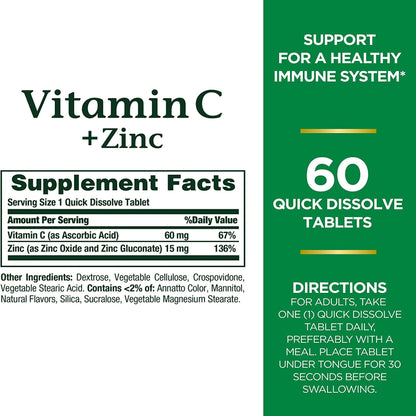 VITAMIN C+ZINC,TAB NATURES BOUNTY (60/BT)