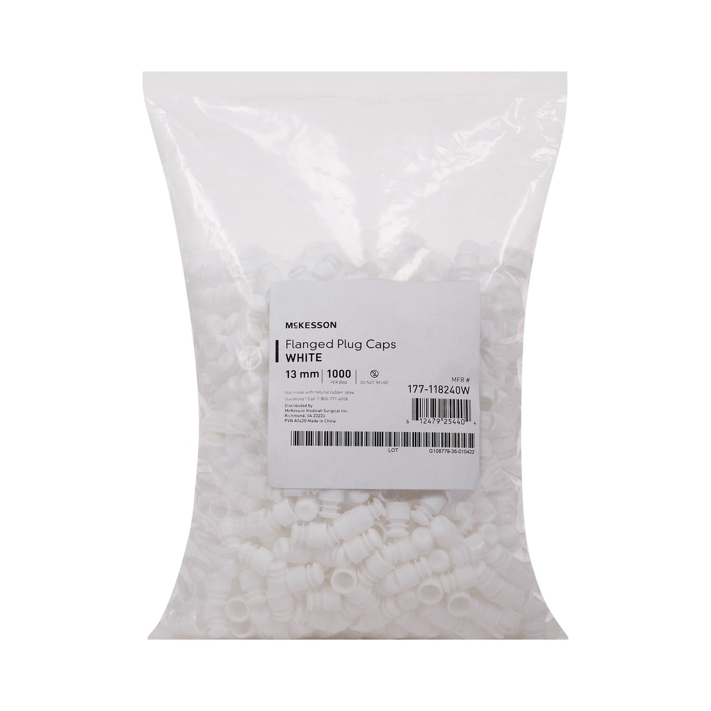 CAP, VAC TUBE WHT 13MM (1000/BG 20BG/CS)