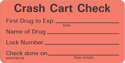 LABEL, CRASH CART CHECK (330/RL) PROFTP
