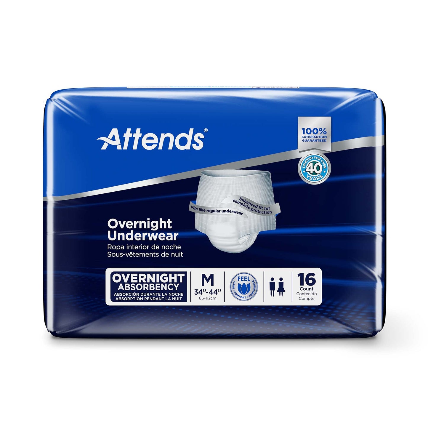 UNDERWEAR, INCONT OVERNIGHT SUPER+ MED (16/BG 4BG/CS)