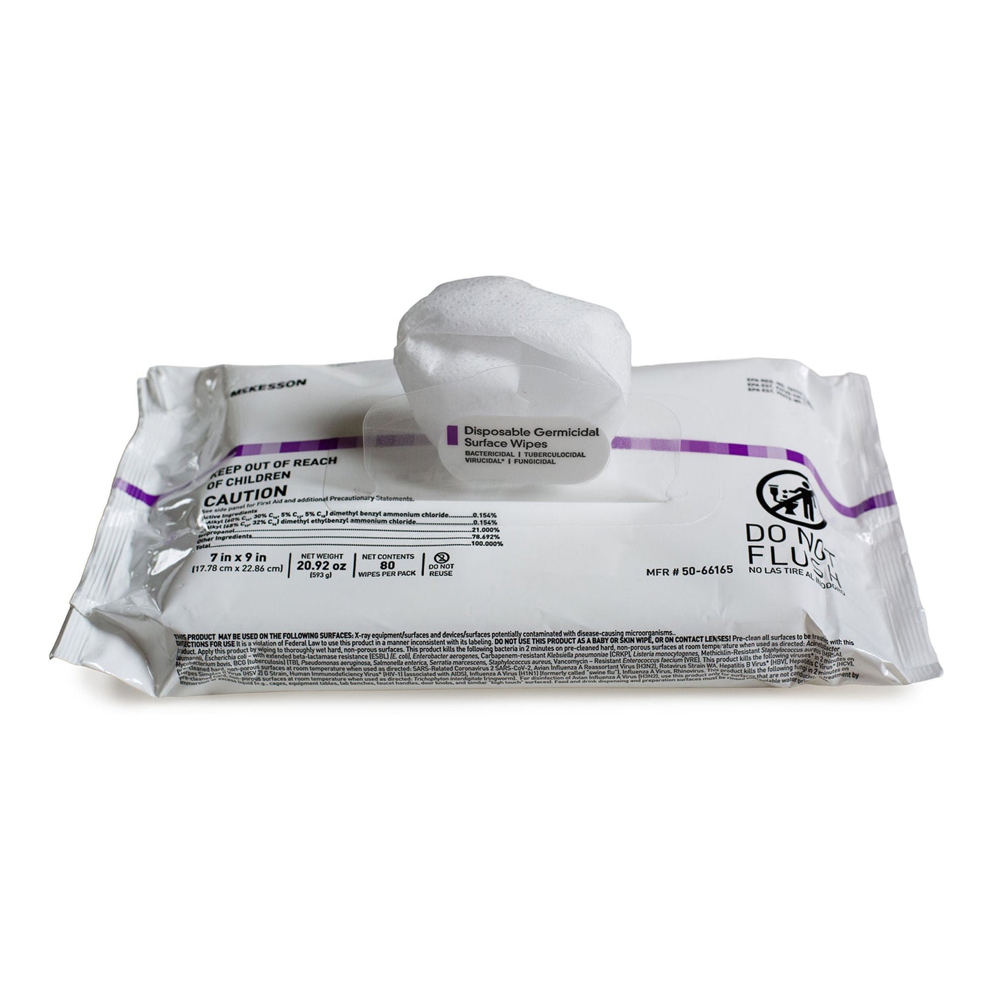 WIPE, GERMICIDE FLAT PACK 7"X9" (80/PK 12PK/CS)