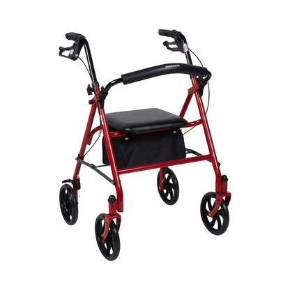 WALKER, ROLLATOR DURA FOLDING STEEL W/7.5" WHLS RED 350LB