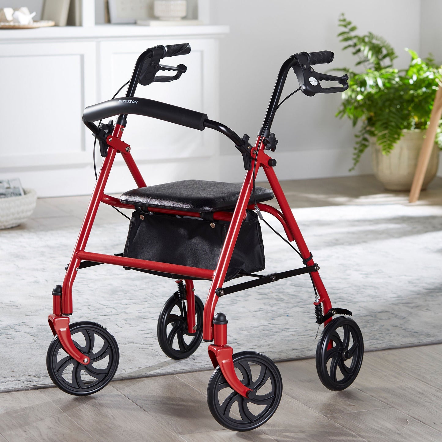 WALKER, ROLLATOR DURA FOLDING STEEL W/7.5" WHLS RED 350LB