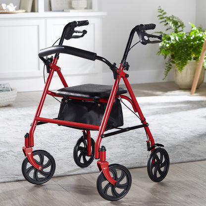 WALKER, ROLLATOR DURA FOLDING STEEL W/7.5" WHLS RED 350LB