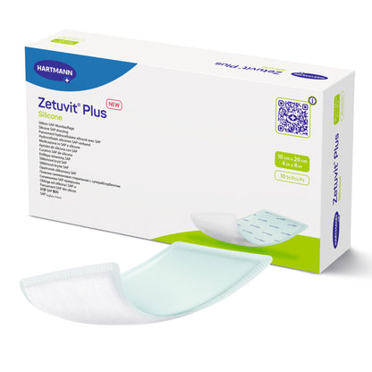 DRESSING, SUPER ABSRB SIL N/BRDR ZETUVIT PLUS 4"X"8" (10/BX)