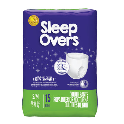 UNDERWEAR, PROT PULL ON SLEEPOVERS SM/MED (15/BG 4BG/CS)