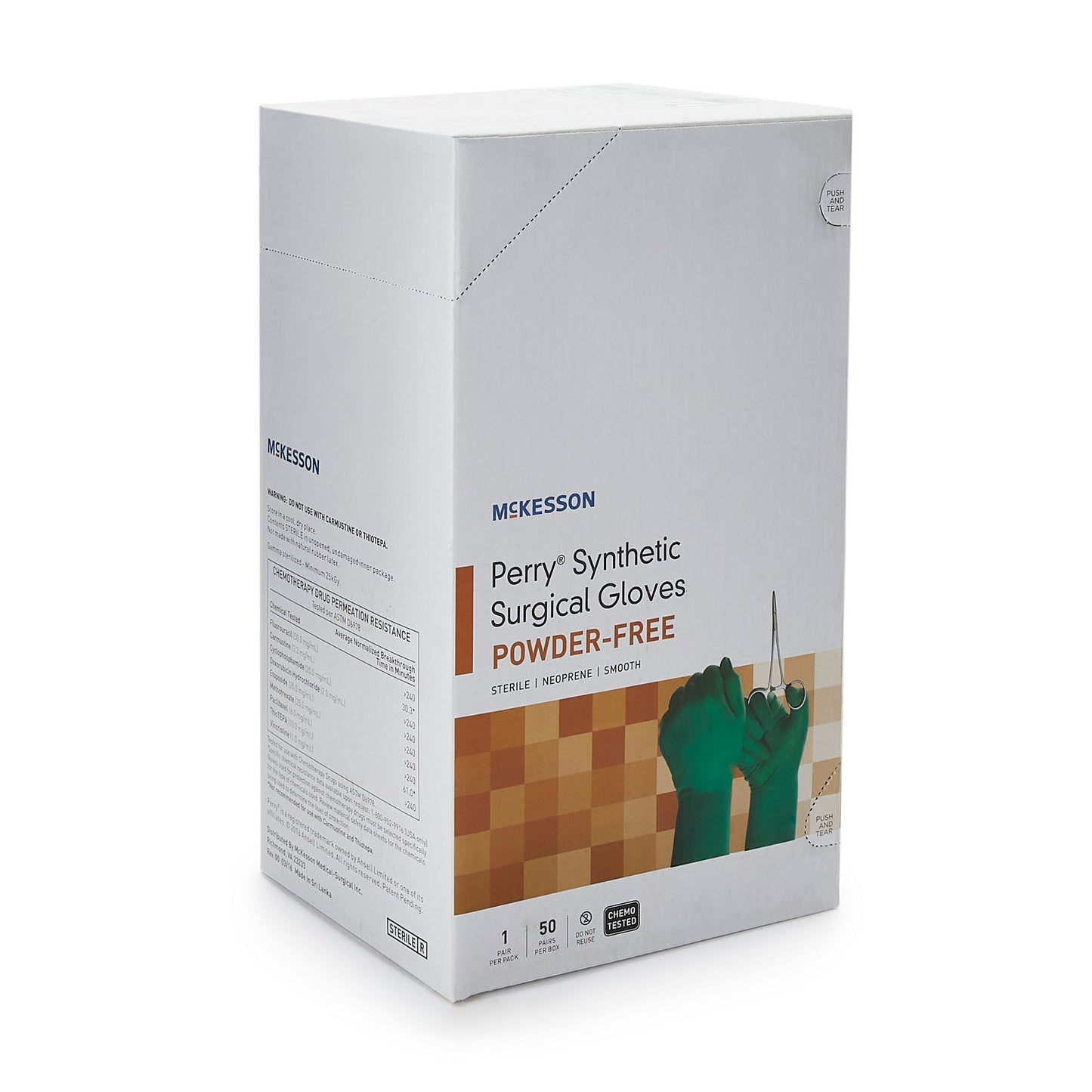 GLOVE, SURG NPRN 7.5 STR2 SMTHCHEMO (50PR/BX 4BX/CS)