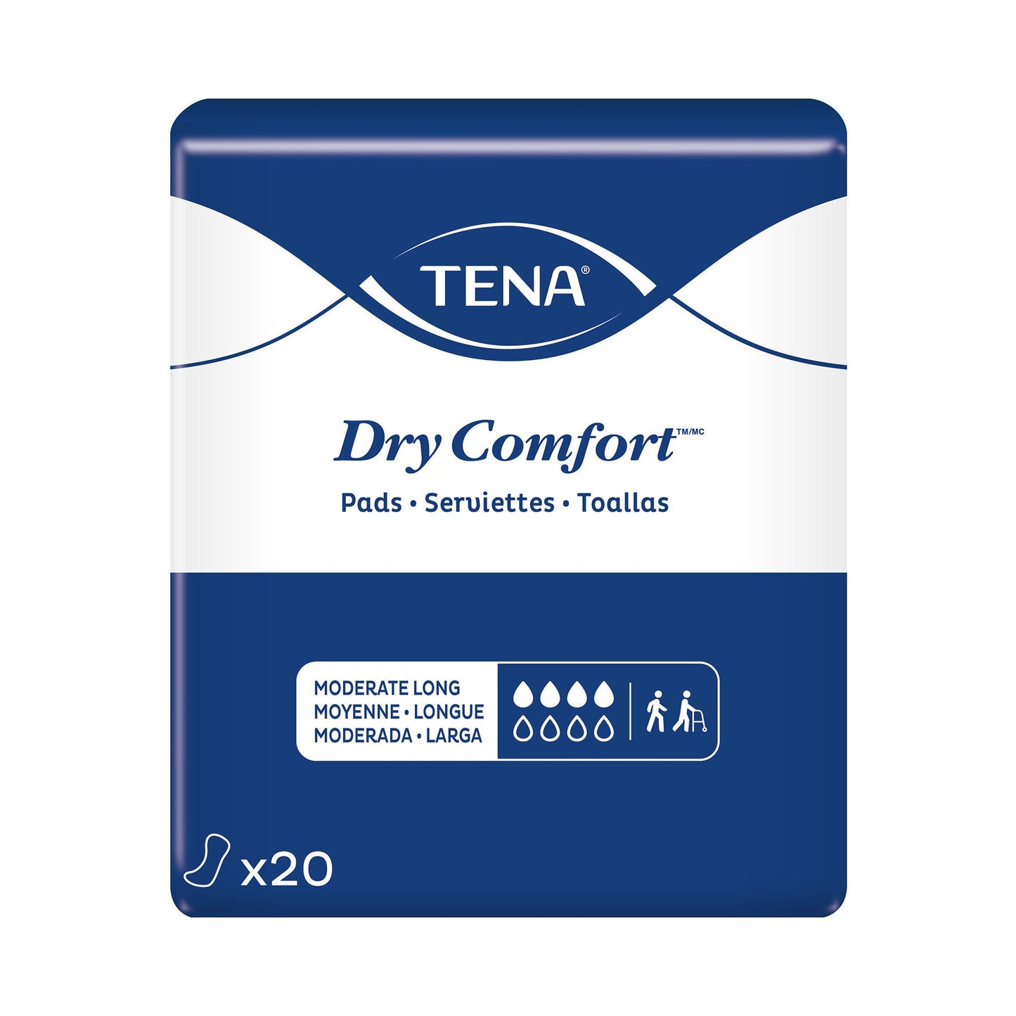 PAD, TENA DRY COMFORT MODERATELNG 6X20" (20/BG 6BG/CS)