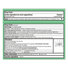 BISACODYL LAX, SUPPOSITORY 10MG (12/BX 6BX/CS)